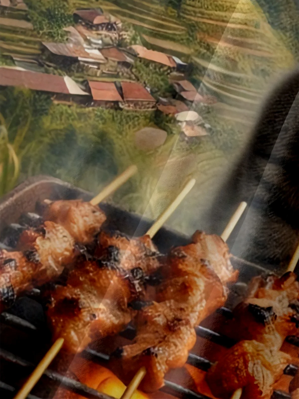 Moisture-wicking Fun Cat BBQ Outdoor Chest Pocket Hawaiian Shirt