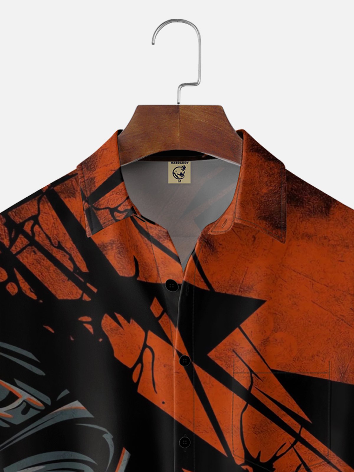 Moisture-wicking Fun TIKI Art Mask Chest Pocket Hawaiian Shirt