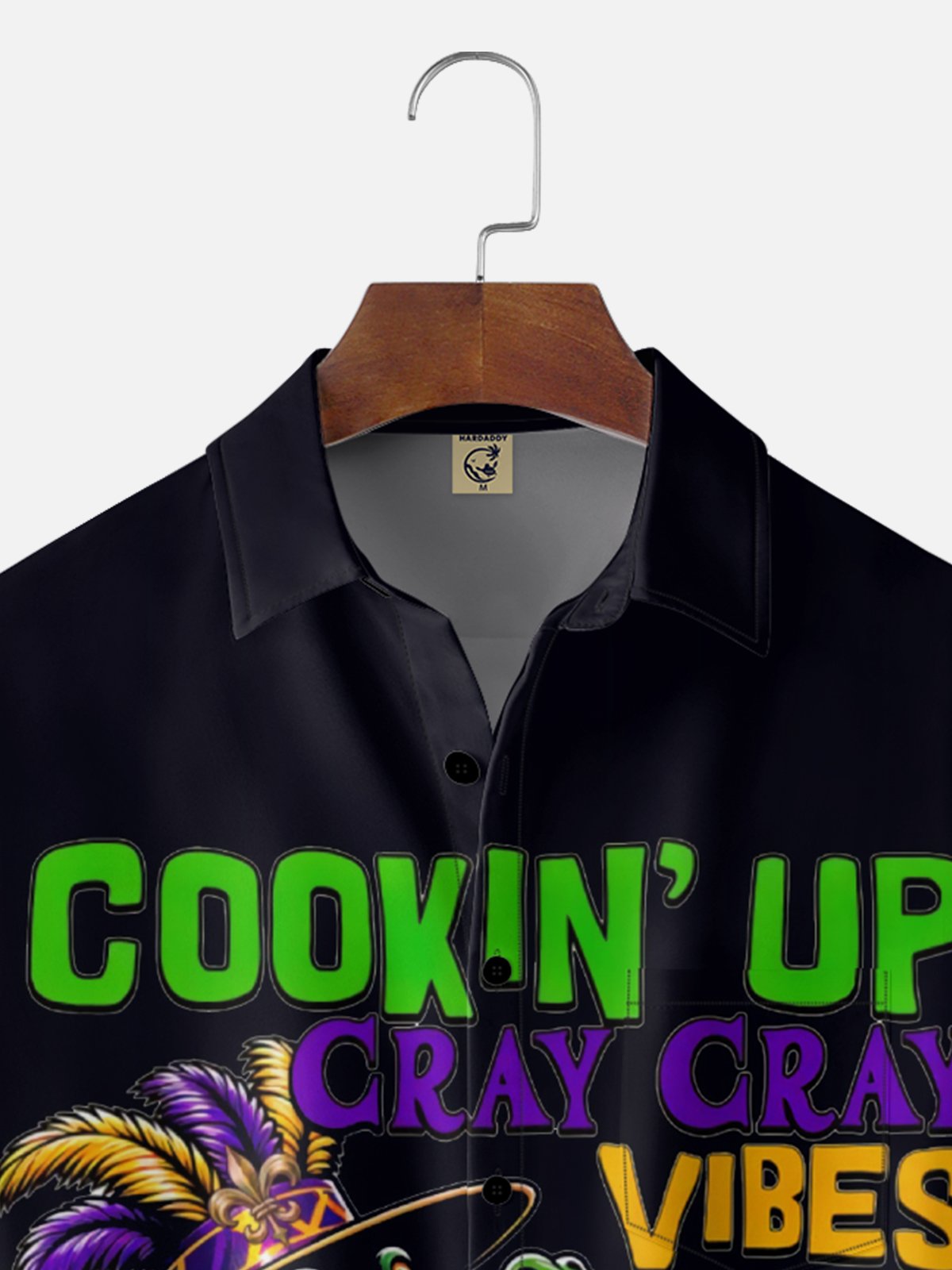 Moisture Wickin Mardi Gras Carnival Crocodile Chest Pocket Holiday Hawaiian Shirt