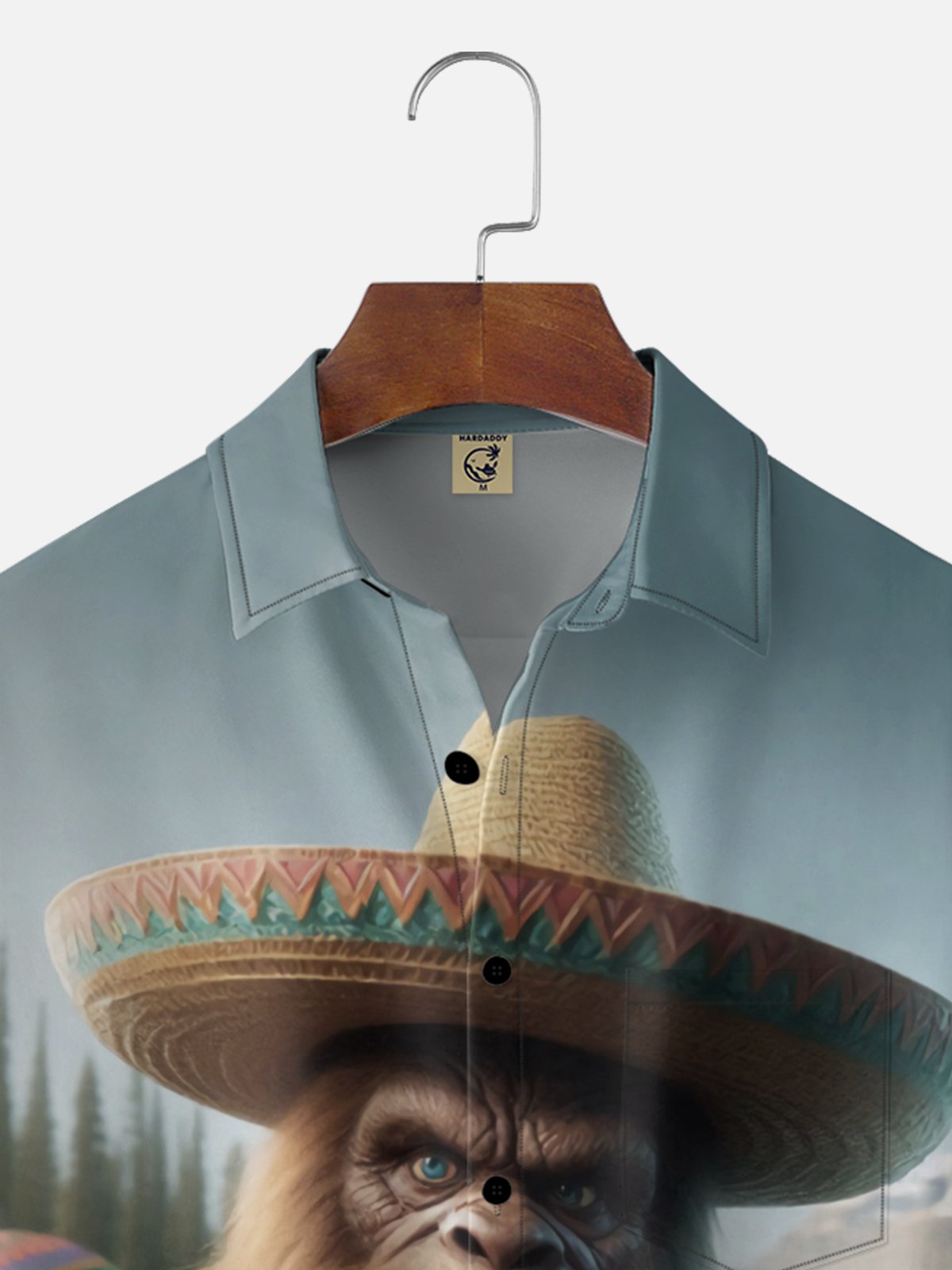 Moisture-wicking Mexican Bigfoot Fun Chest Pocket Hawaiian Shirt