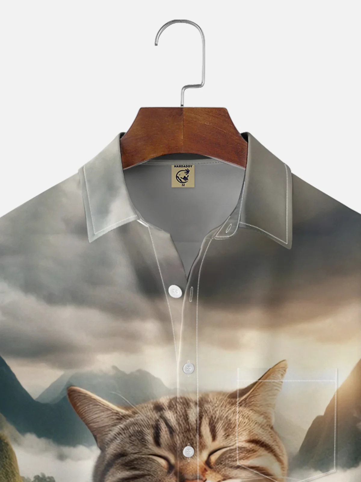 Moisture-wicking Fun Cat BBQ Outdoor Chest Pocket Hawaiian Shirt