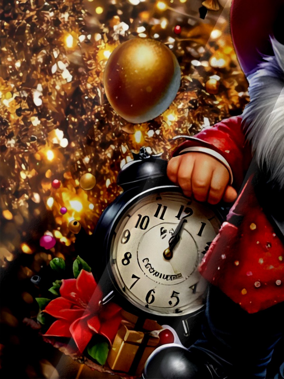 Moisture-wicking Happy New Year Gnome Glow Chest Pocket Hawaiian Shirt