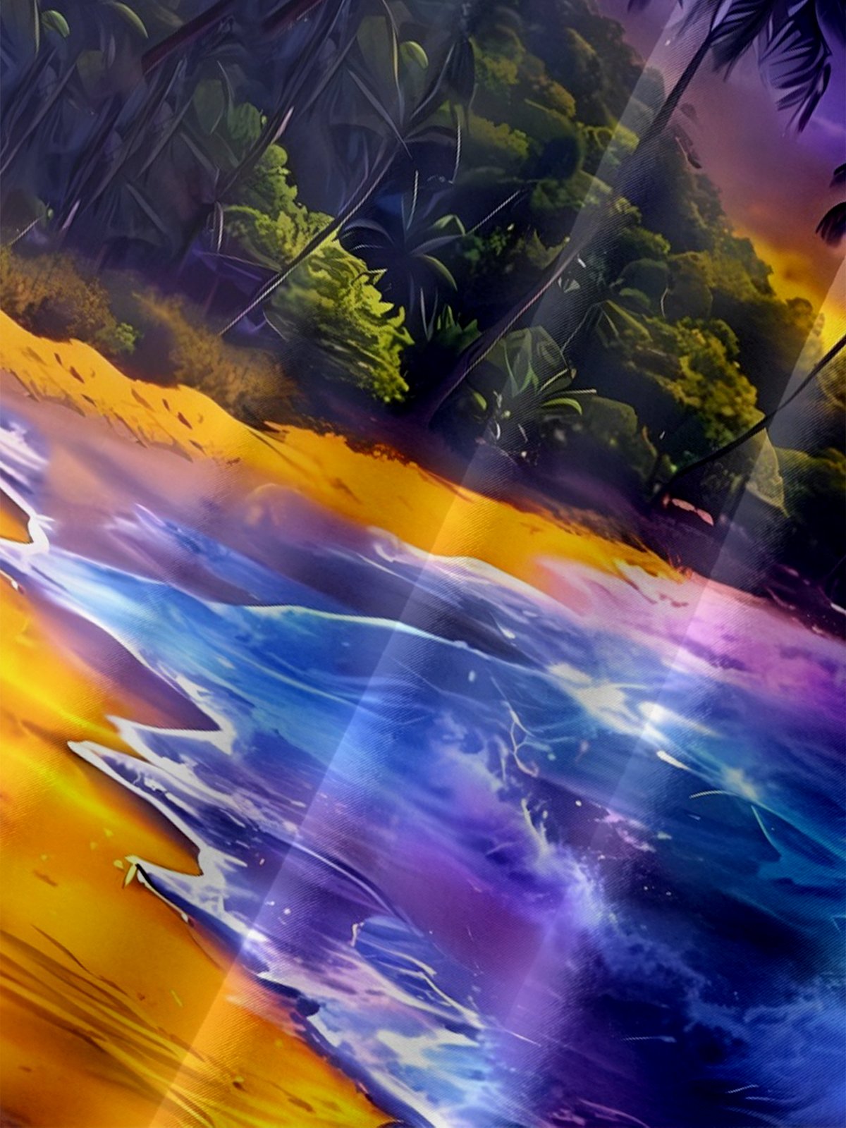 Moisture-wicking Dreamy Night Beach Chest Pocket Hawaiian Shirt