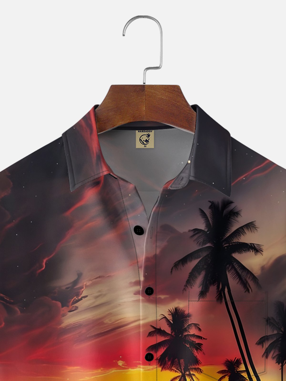 Moisture-wicking Dreamy Sunset Island Beach Chest Pocket Hawaiian Shirt