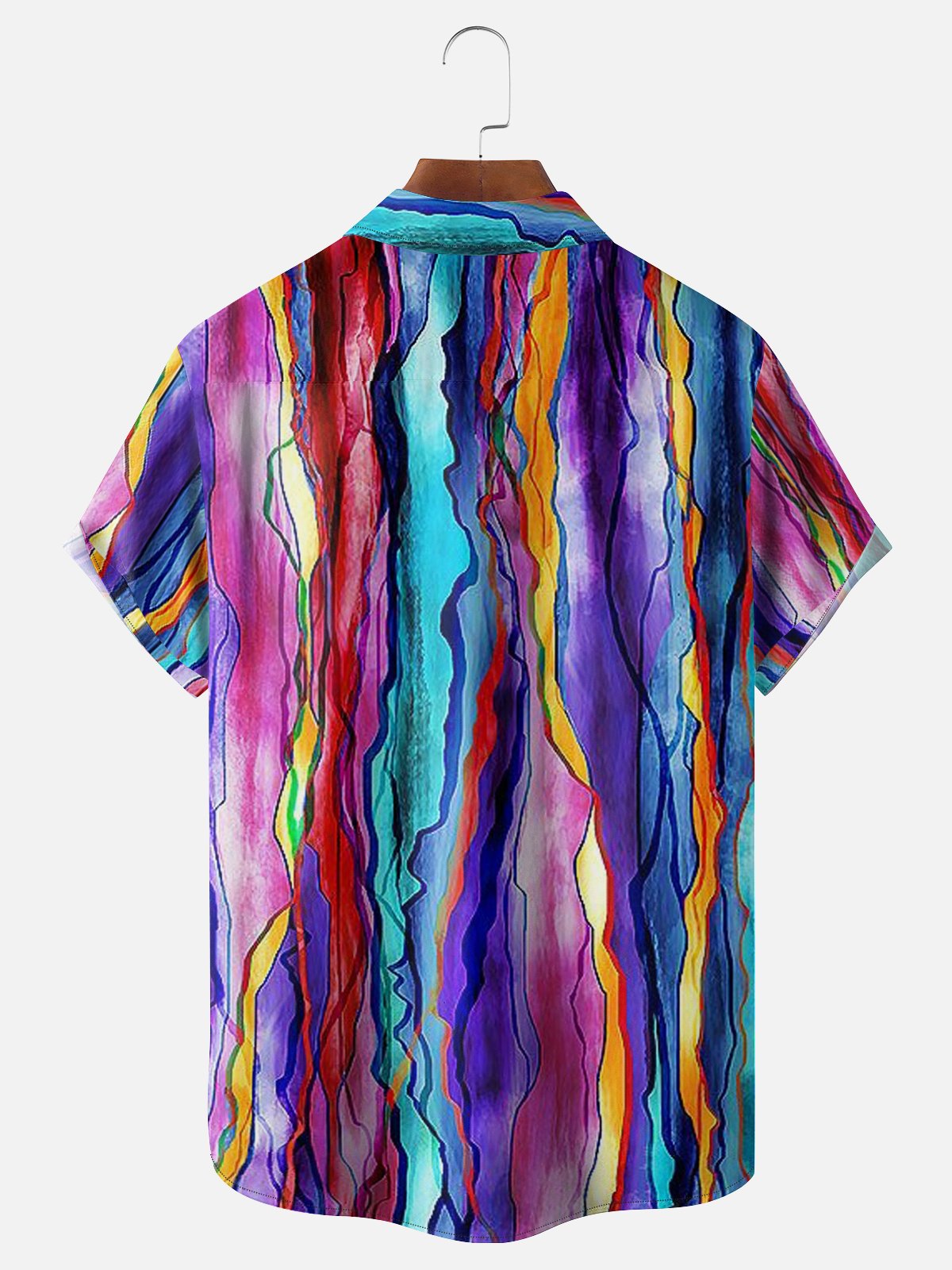 Moisture Wicking Gradient Geometric Abstract Painting Chest Pocket Holiday Shirt