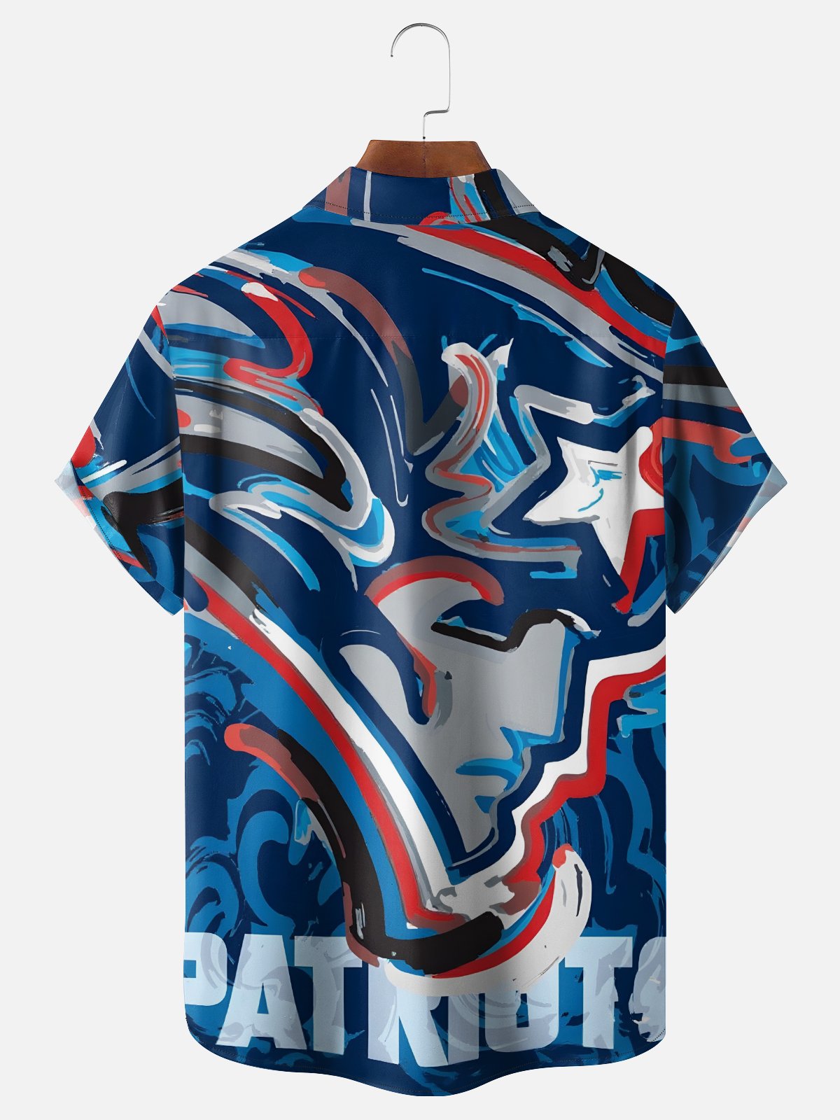 Moisture-wicking American Football New England Art Patriots Chest Pocket Casual Shirt
