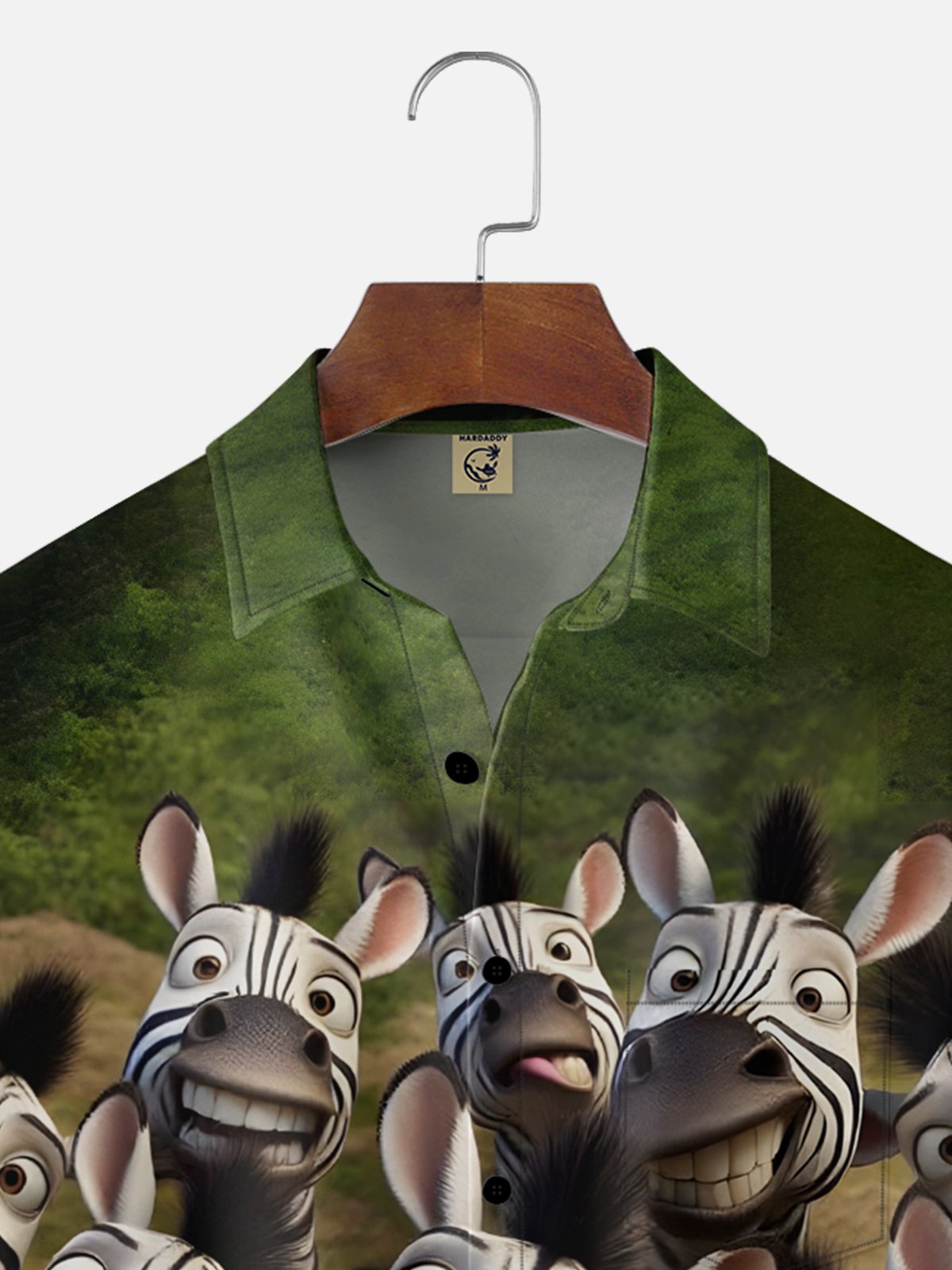 Moisture-wicking Fun Zebra Selfie Chest Pocket Hawaiian Shirt