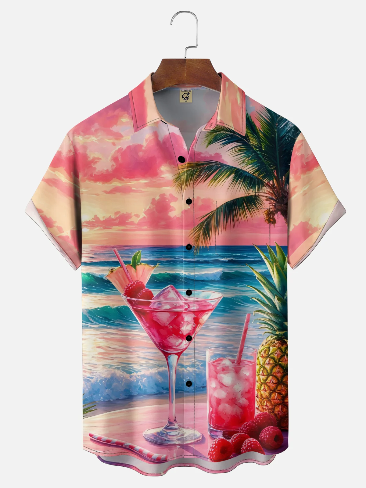 Moisture Wicking Gradient Beach Cocktail Chest Pocket Holiday Shirt