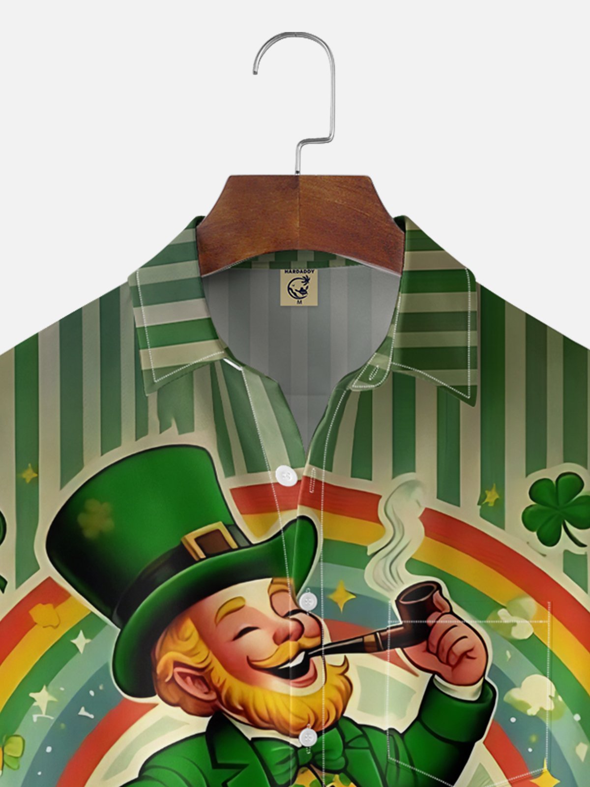 Moisture-wicking St. Patrick's Day Shamrock Dwarf Chest Pocket Hawaiian Shirt