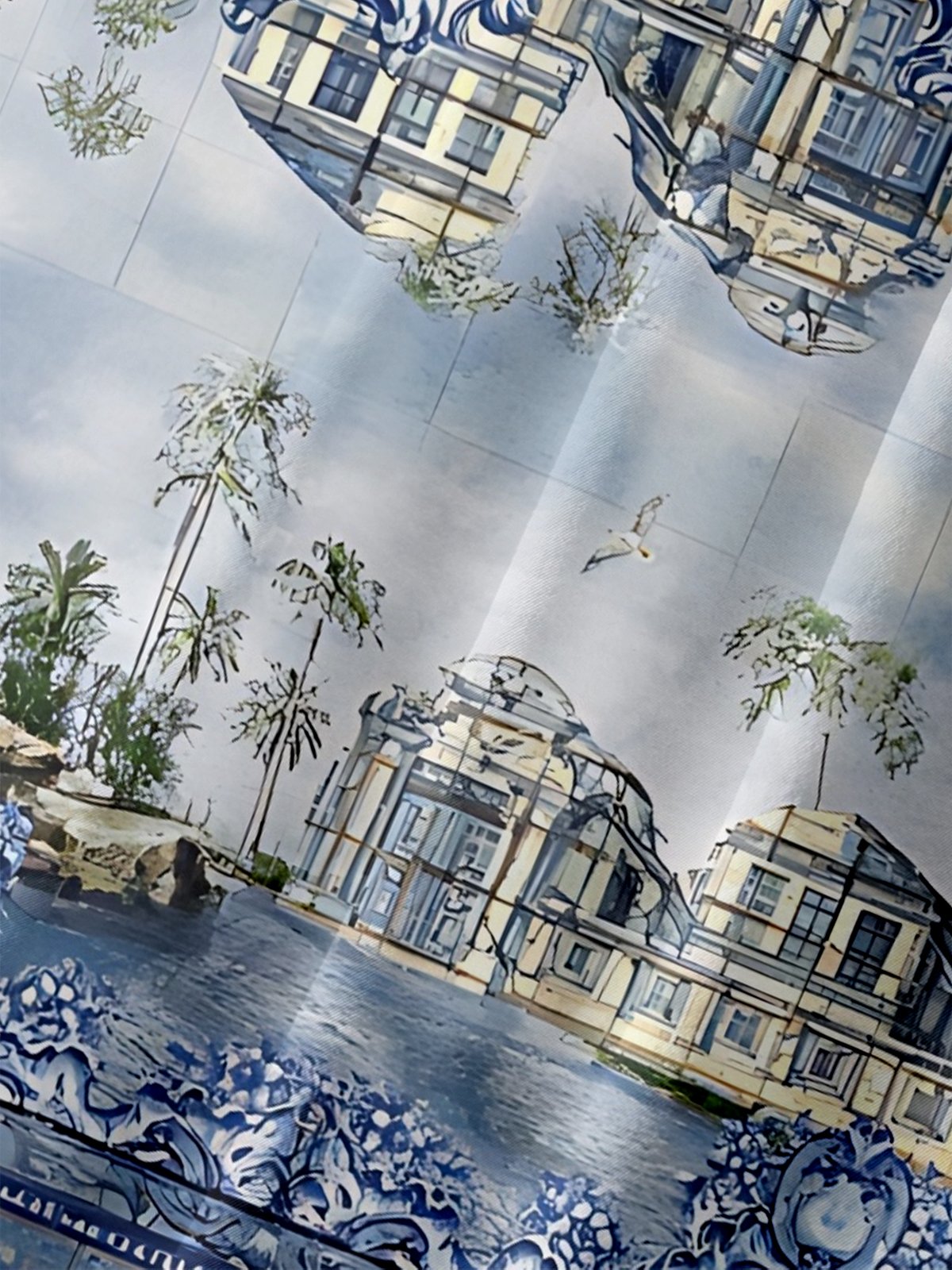 Moisture Wicking Coconut Tree Abstract Geometry Chest Pocket Holiday Shirt