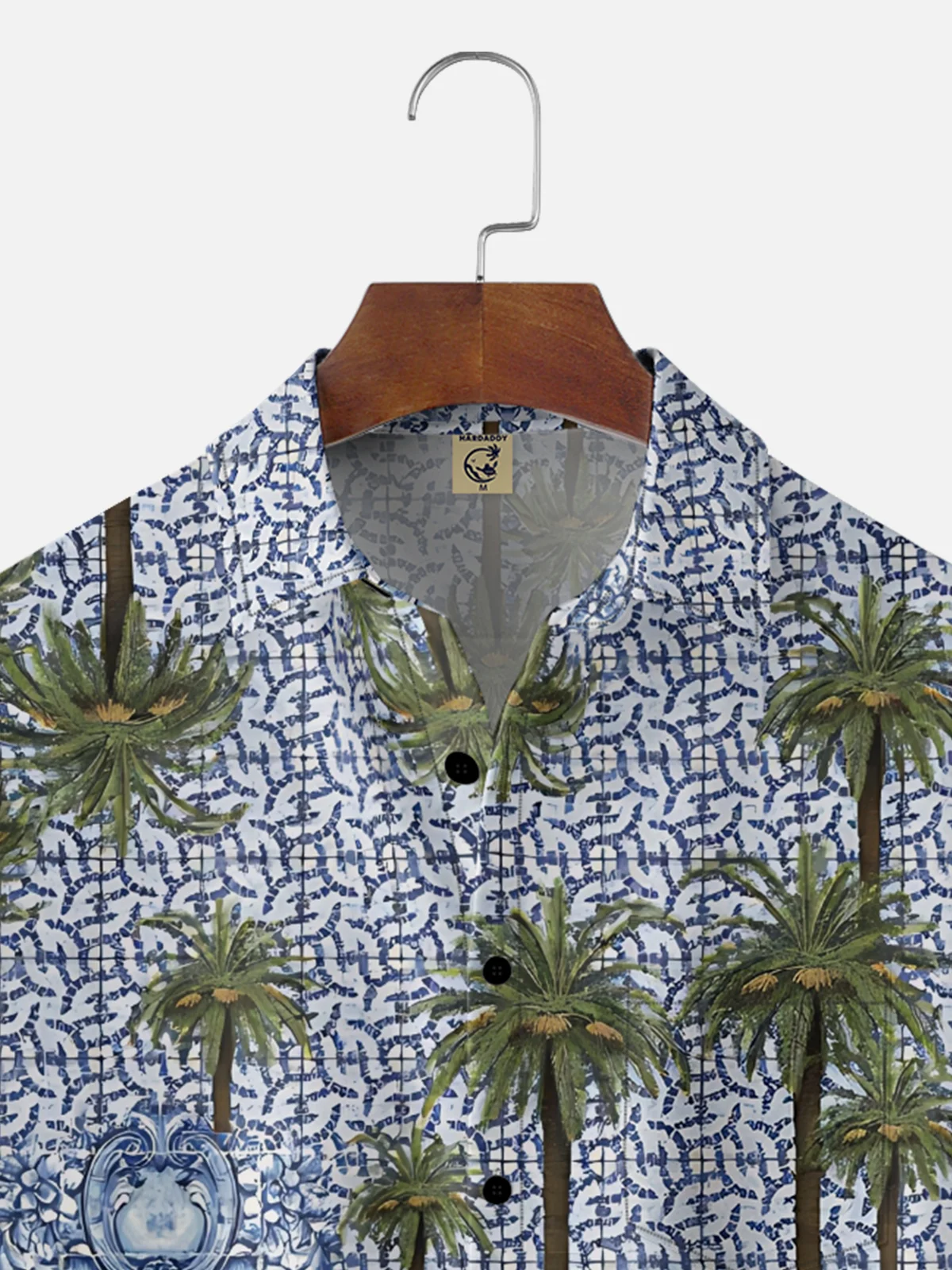 Moisture Wicking Coconut Tree Abstract Geometry Chest Pocket Holiday Shirt