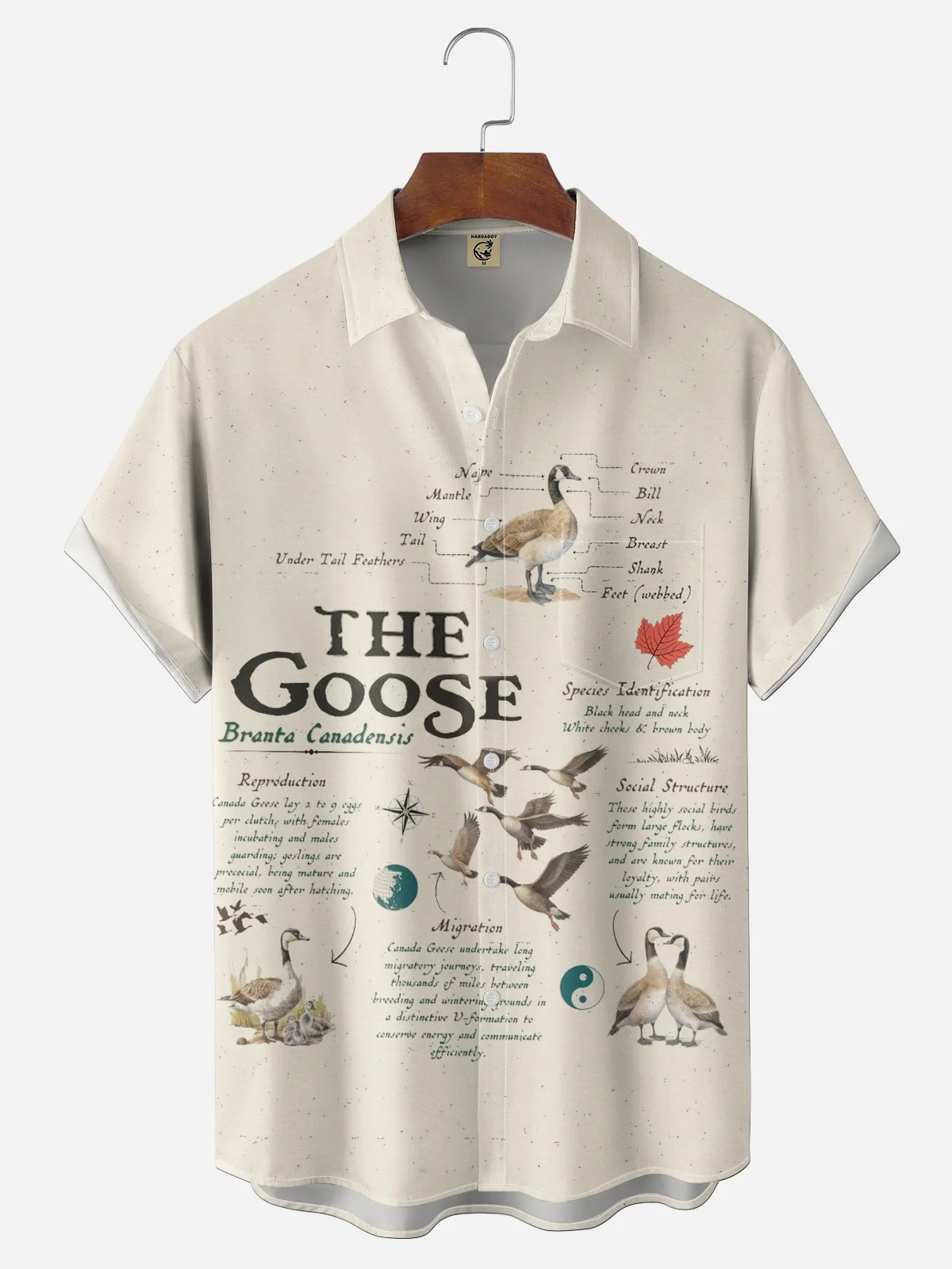 Moisture-wicking Canada Goose Maple Leaf Chest Pocket Casual Shirt