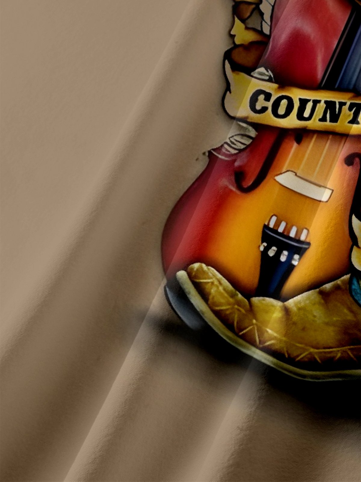 Moisture Wicking American Flag Country Violin Chest Pocket Holiday Shirt