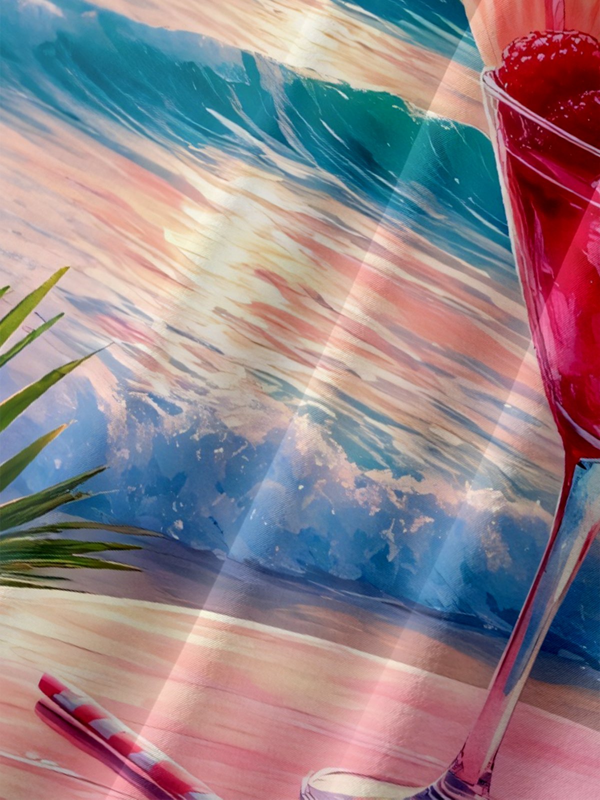 Moisture Wicking Gradient Beach Cocktail Chest Pocket Holiday Shirt