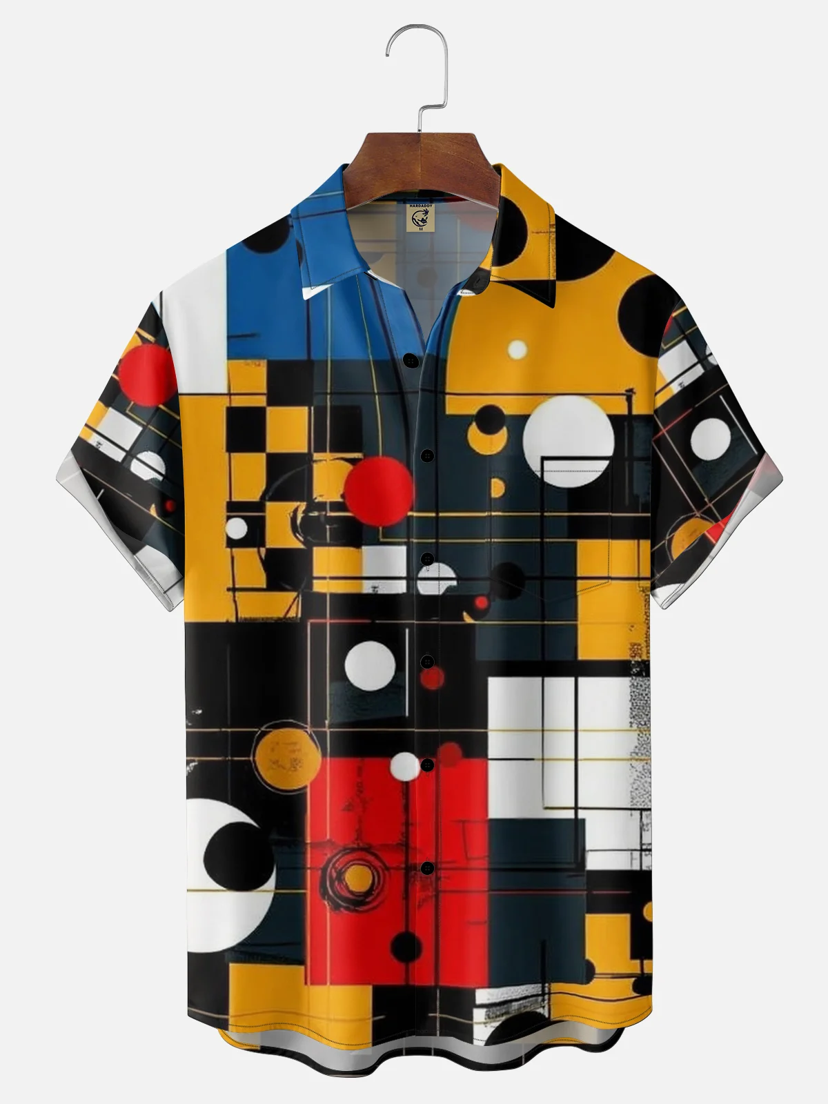 Moisture Wicking, Geometric Abstract Artwork Chest Pocket Holiday Shirt