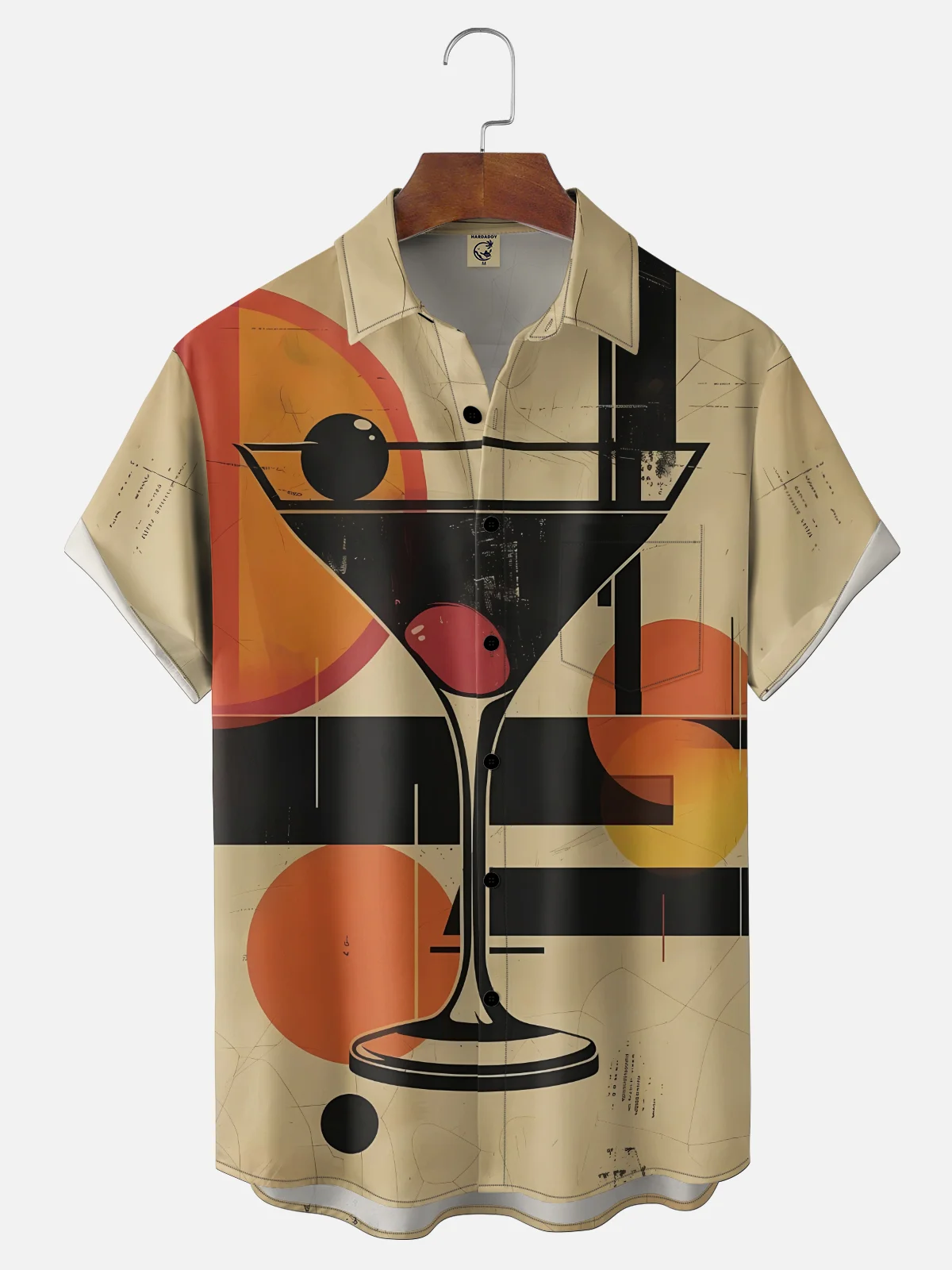 Moisture Wicking Geometric Abstract Art Painting Cocktail Chest Pocket Holiday Shirt