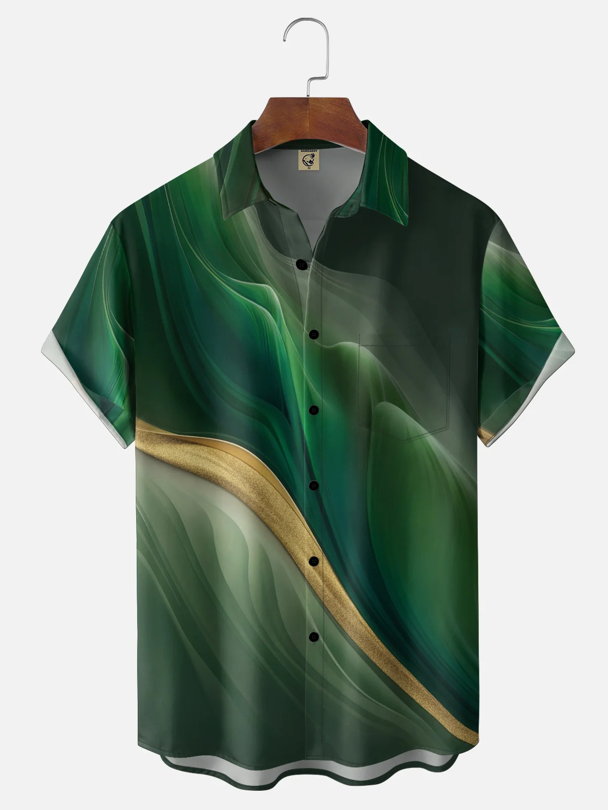 Moisture Wicking Gradient Geometric Abstract Painting Chest Pocket Holiday Shirt