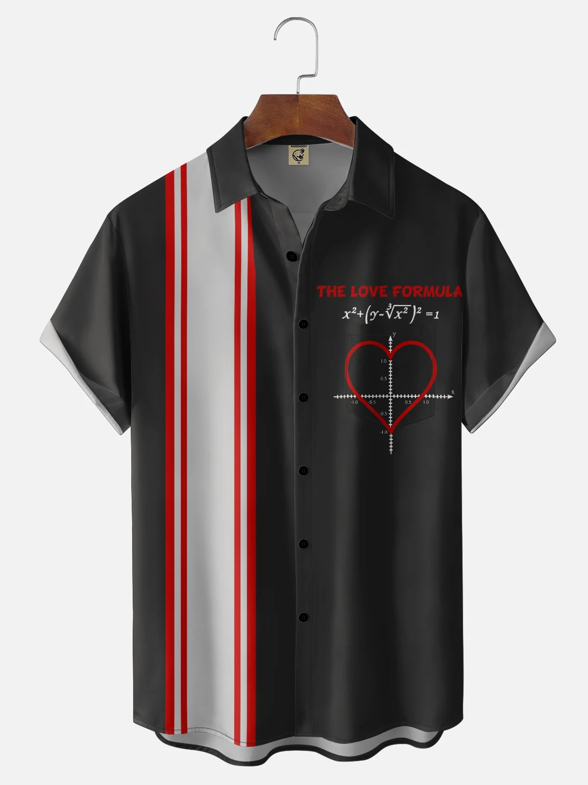 Moisture-wicking Valentine's Day The Love Formula Chest Pocket Bowling Shirt