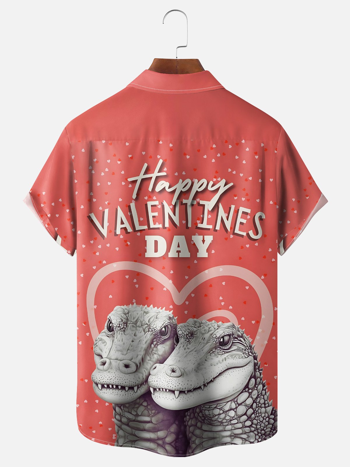 Moisture-wicking Valentine's Day Crocodile Heart Chest Pocket Casual Shirt