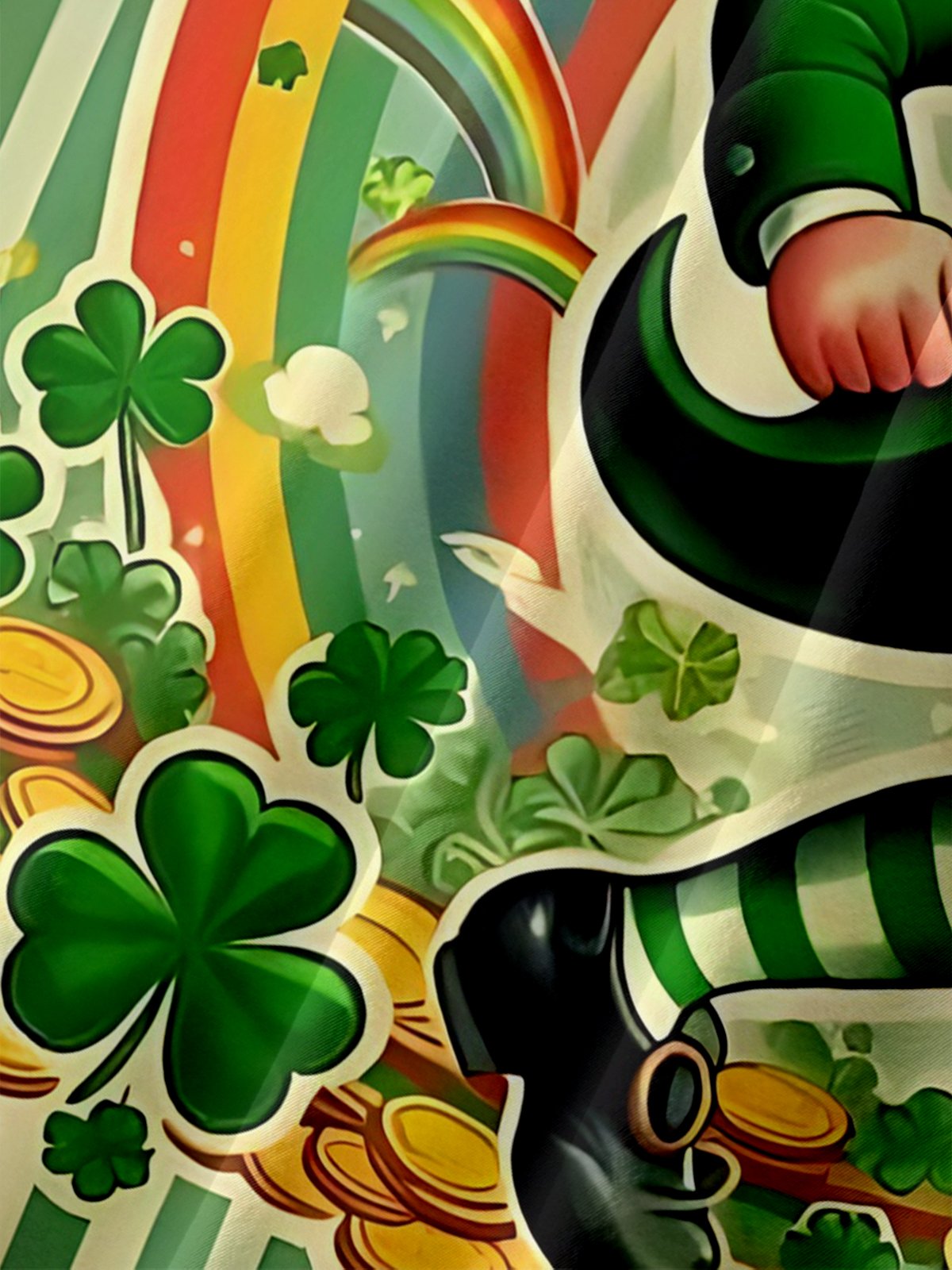 Moisture-wicking St. Patrick's Day Shamrock Dwarf Chest Pocket Hawaiian Shirt