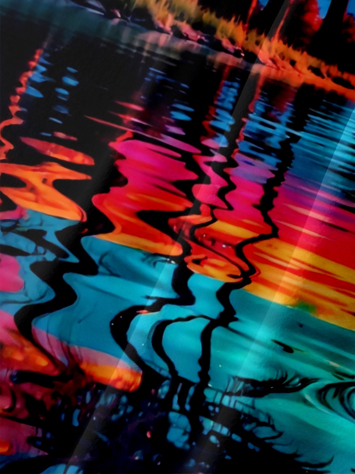 Moisture Wicking Gradient Abstract Sunset Beach Scene Chest Pocket Holiday Shirt