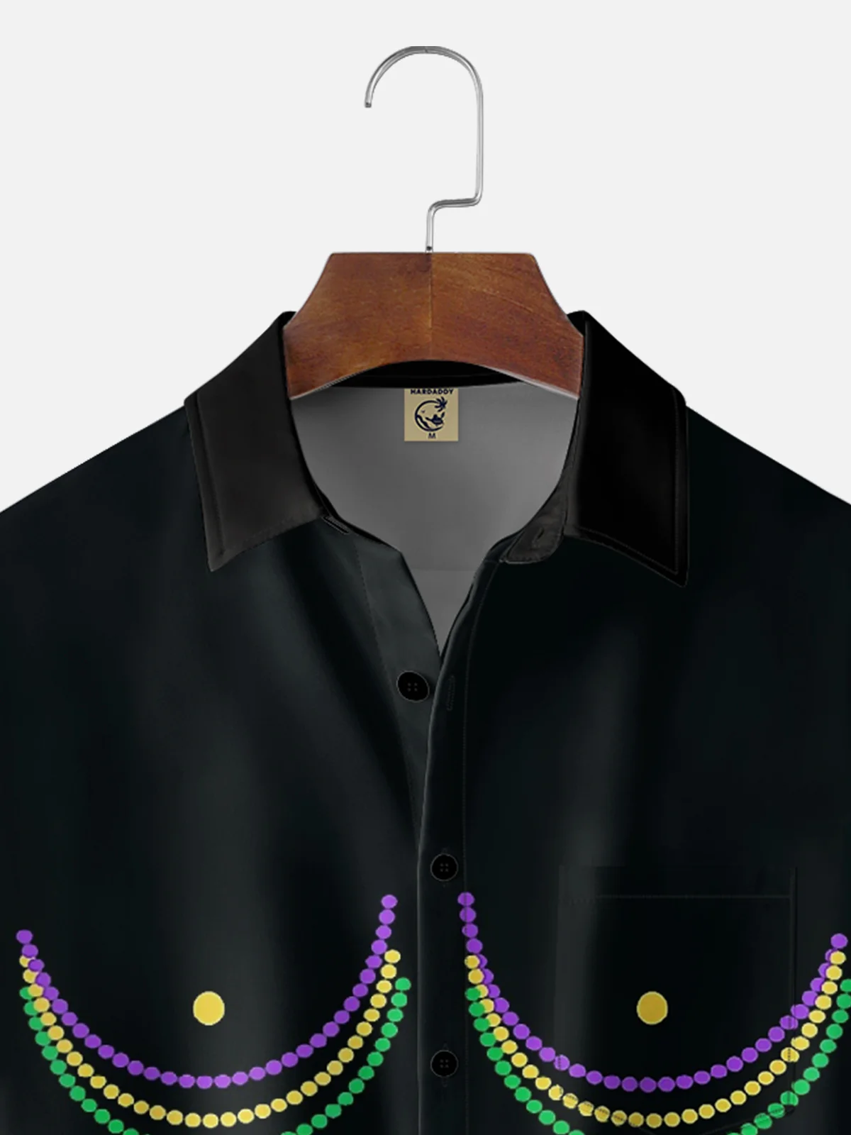 Moisture-wicking Mardi Gras Beads Boobs Tits Chest Pocket Casual Shirt