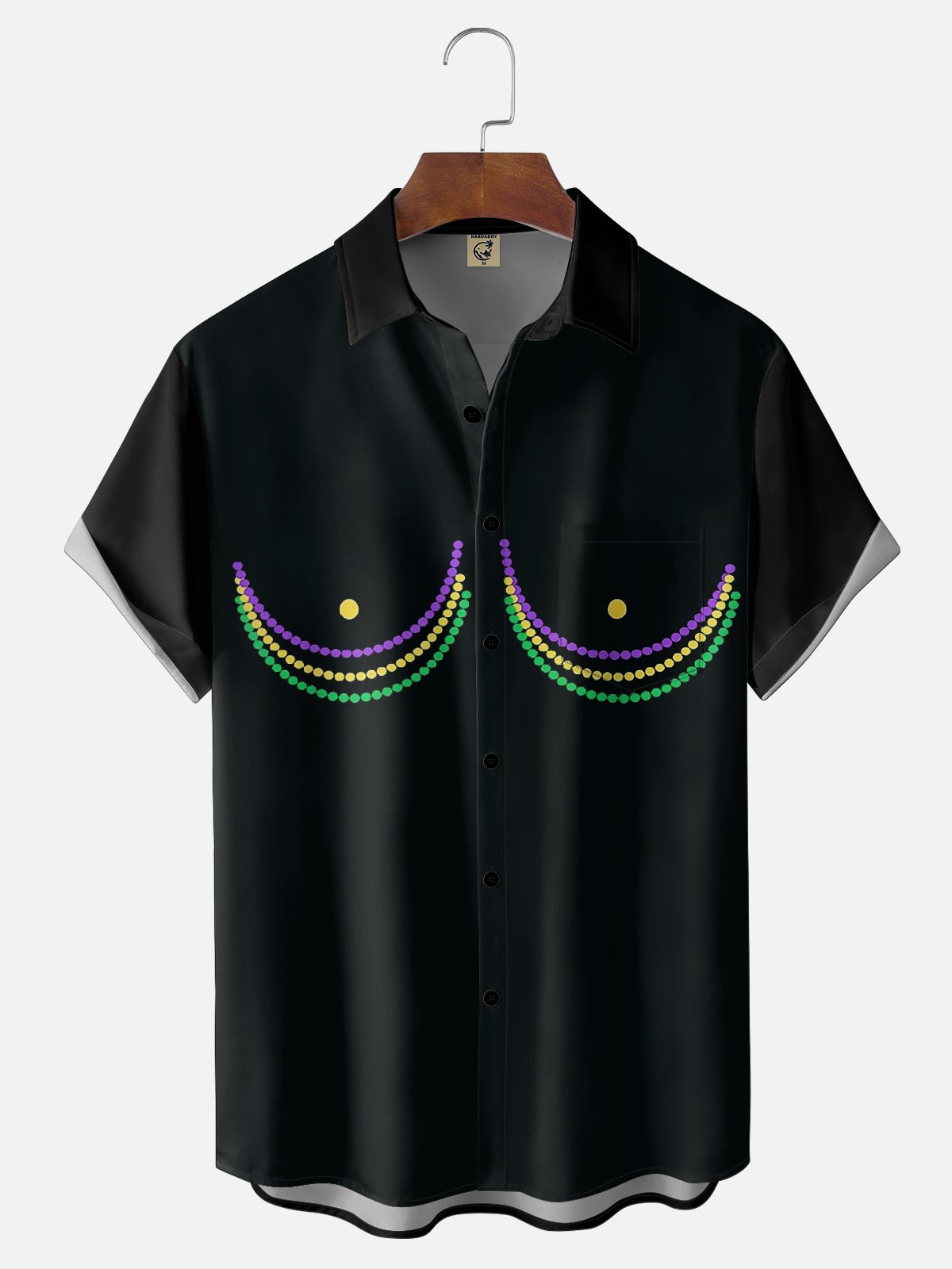 Moisture-wicking Mardi Gras Beads Boobs Tits Chest Pocket Casual Shirt