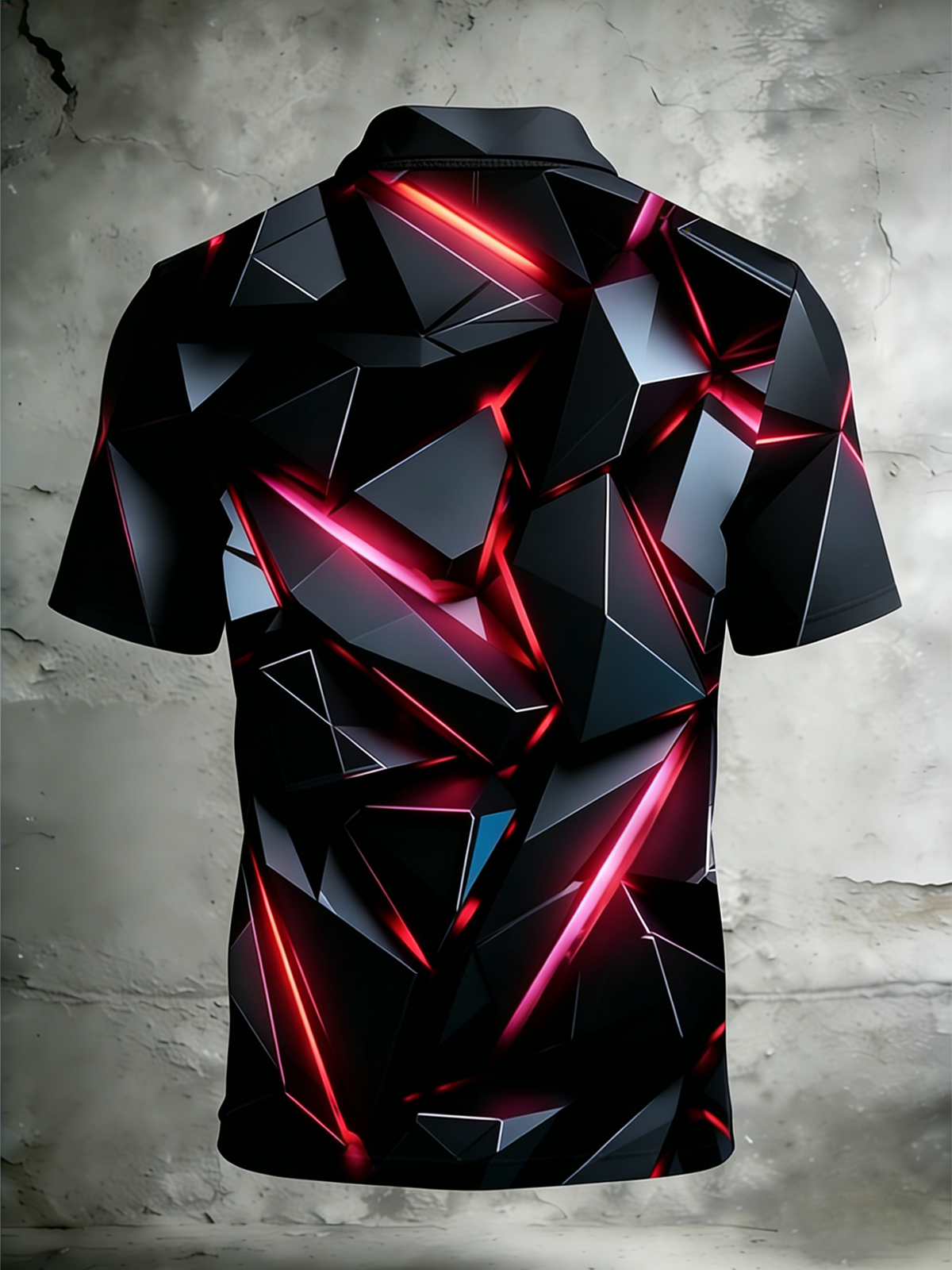 Moisture-Wicking 3D Gradient Abstract Mechanical Geometric Short-Sleeve ...