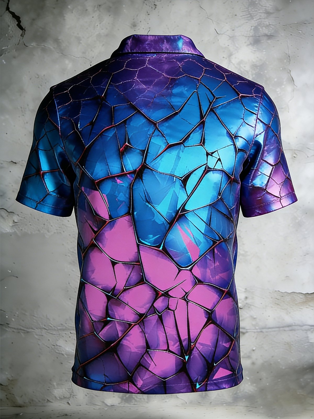 Moisture-Wicking 3D Abstract Gradient Cracked Glass Geometric Short ...