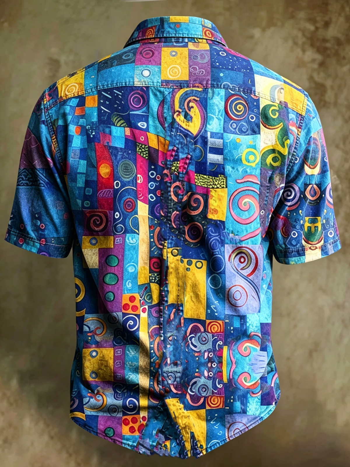Moisture-Wicking Abstract Art Gradient Geometric Vacation Chest Pocket ...
