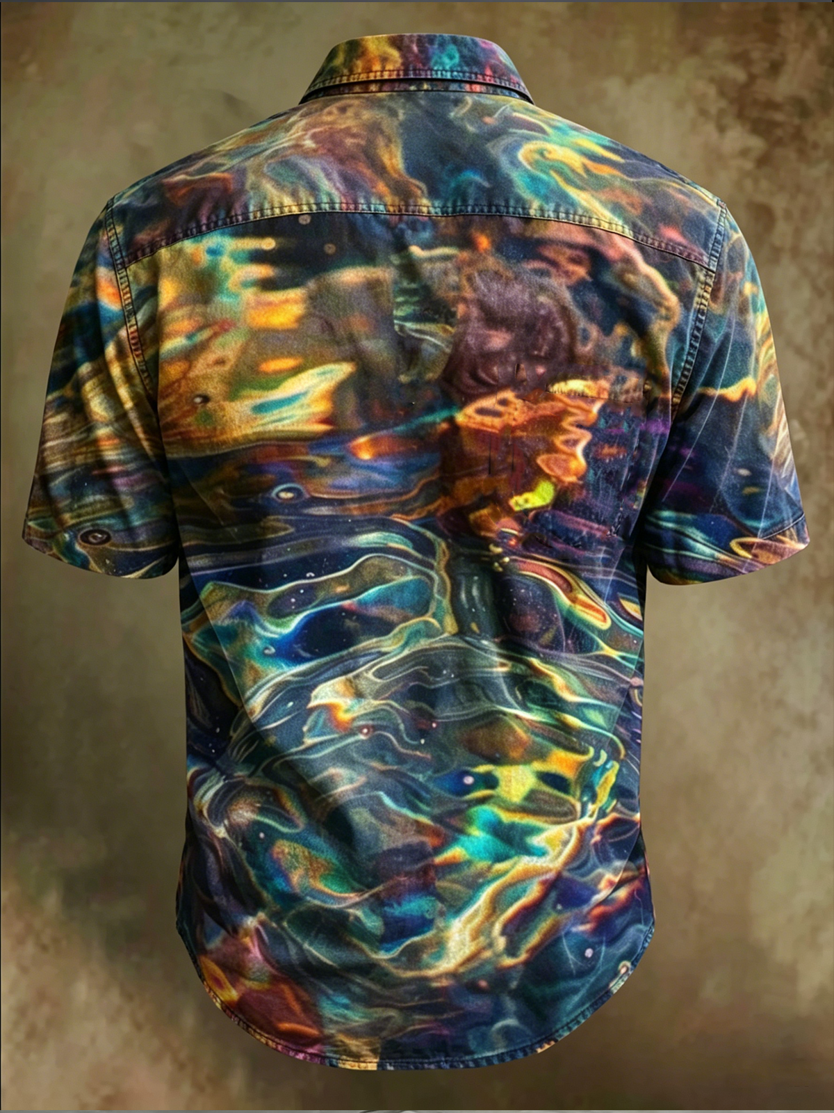 Moisture-Wicking Abstract Gradient Art Chest Pocket Hawaiian Shirt ...