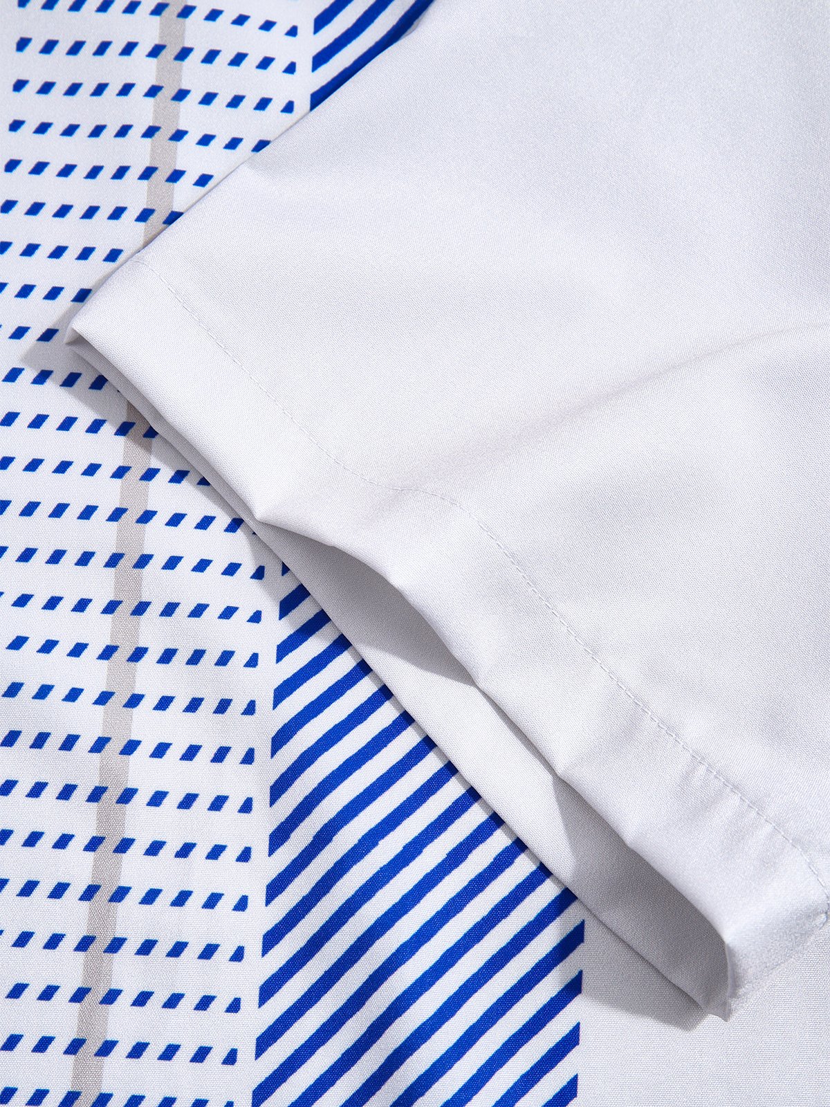 Mens Striped Print Round Hem Loose Short Sleeve Shirts