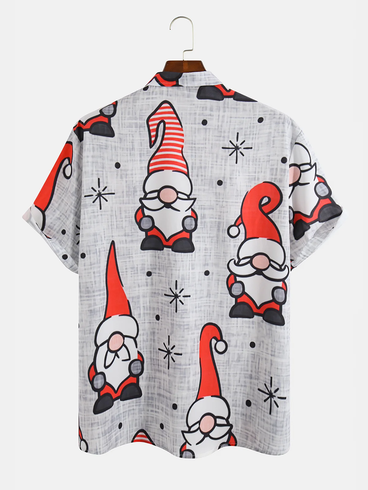 Mens Santa Print Casual Breathable Hawaiian Short Sleeve Shirt