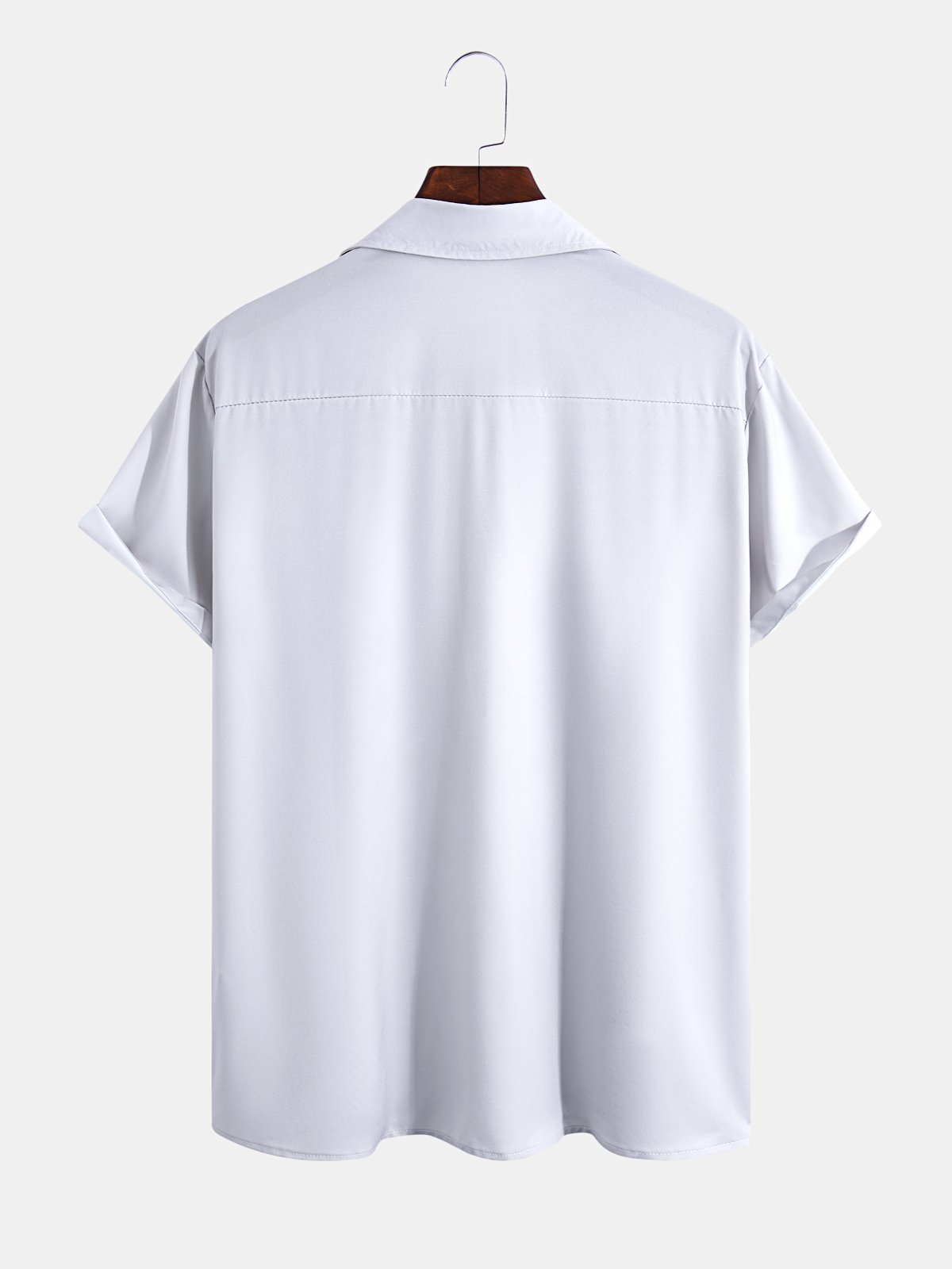 Mens Striped Print Round Hem Loose Short Sleeve Shirts