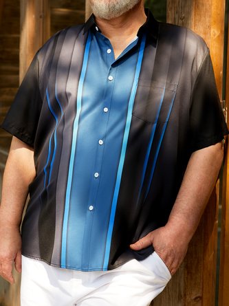 Big Size Chest Pocket Short Sleeve Bowling Shirt