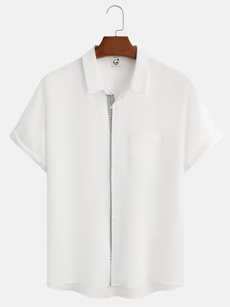 Splice Short Sleeve Casual Shirt
