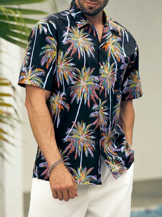 Hardaddy®Cotton Coconut Tree Chest Pocket Resort Shirt