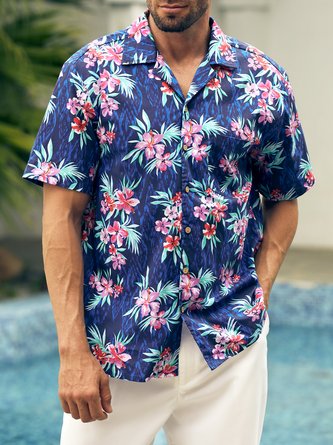 Hardaddy® Cotton Floral Chest Pocket Aloha Shirt