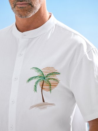 Hardaddy® Cotton Palm Tree Embroidered Resort Shirt
