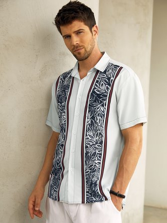 Geometry Chest Pocket Short Sleeve Bowling Shirt