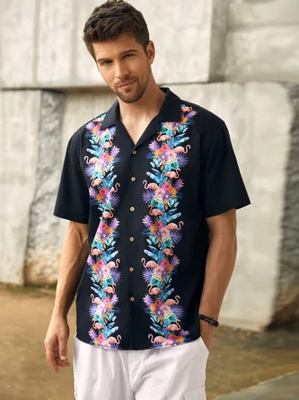 Hardaddy® Cotton Tropical Flamingo Bowling Shirt