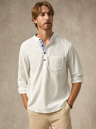 Hardaddy® Cotton Plain Paneled Henley Shirt