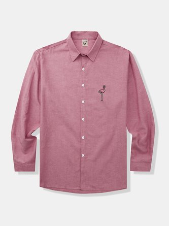 Hardaddy® Cotton Flamingo Embroidered Shirt