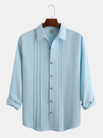Vertical Striped Long Sleeve Shirt   Casual Style Lapel Top