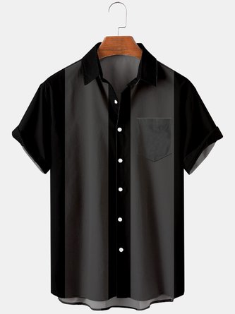 Shirts For Father Men's Basic 50s Style Bowling Shirt