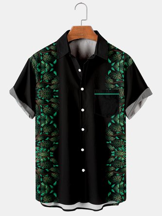 Mens Tree of Life Print Casual Breathable Short Sleeve Shirt