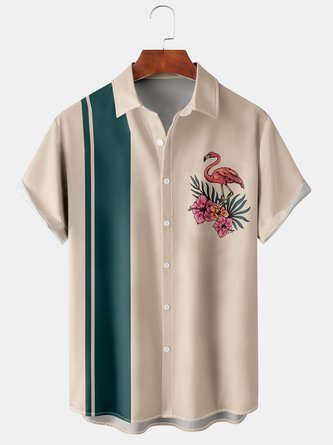 Flamingo Graphic Men's Casual Short Sleeve Shirt