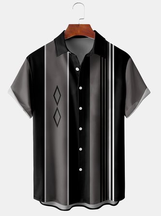 Shirts For Father Men's Geometric Print Casual Short Sleeve Hawaiian Shirt