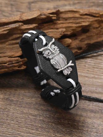 Men's Vintage Black Owl Bracelet