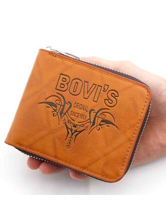 Men's Bull Tau Print Zip Wallet